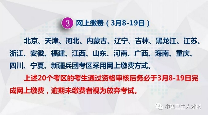 2019年衛生資格考試繳費時間