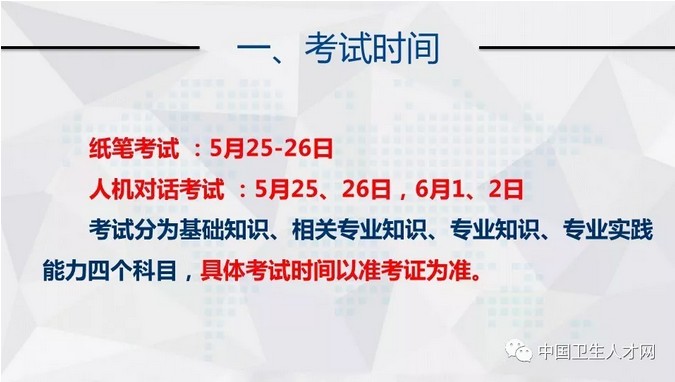 2019年衛生資格考試時間